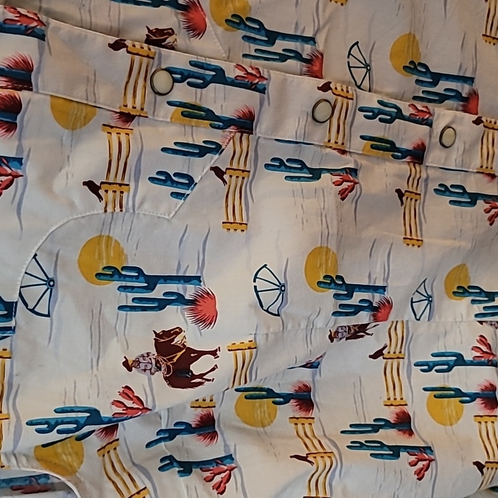 Rock & Roll Cactus Print Sleeveless Shirt Cowgirl Western Shirt XL - Picture 3 of 5
